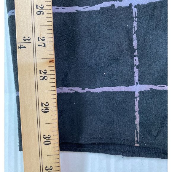 Women’s Faux Suede Black and Purple Windowpane Plaid Ankle Pants XL Stretch - Picture 6 of 9